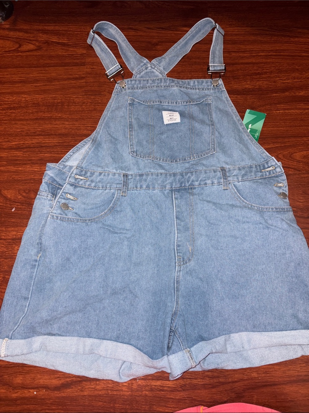 SHEIN Light Blue Denim Short Overalls Romper